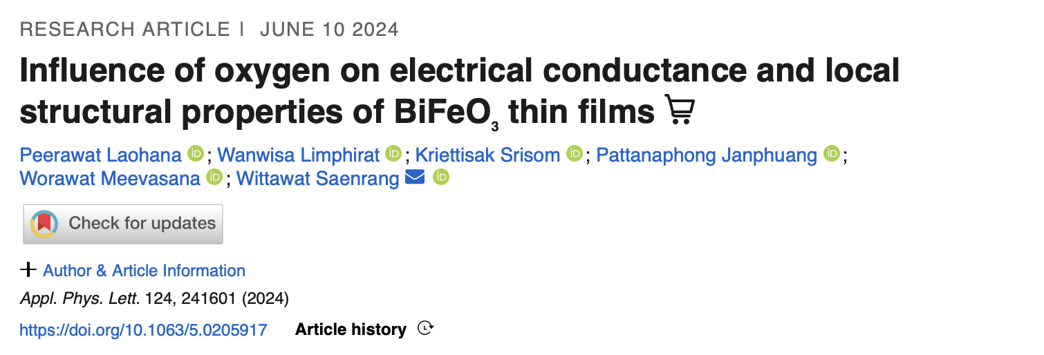 *Influence of oxygen on electrical conductance and local structural properties of BiFeO3 thin films