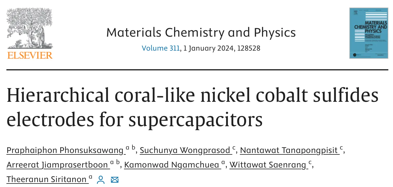 Hierarchical coral-like nickel cobalt sulfides electrodes for supercapacitors
