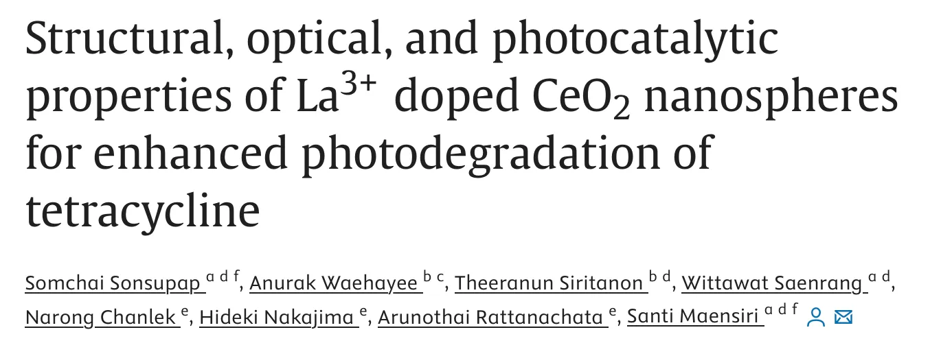Structural, Optical, and Photocatalytic Properties of La3+ doped CeO2 Nanospheres for Enhanced Photodegradation of Tetracycline